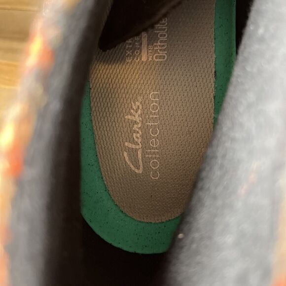 Clarks Mens Size 13 Desert Chukka Boots Black/Orange Wool & Suede Casual NWOB - Picture 8 of 11